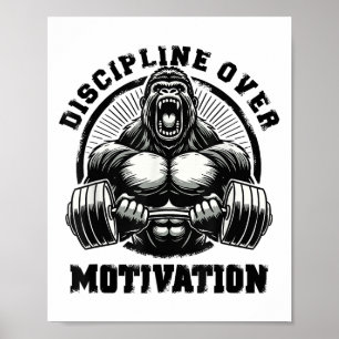 Discipline boven motivatie Gewichtheffen Gym Quote Poster