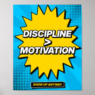 Discipline Boven Motivatie Pop Art Gym Poster