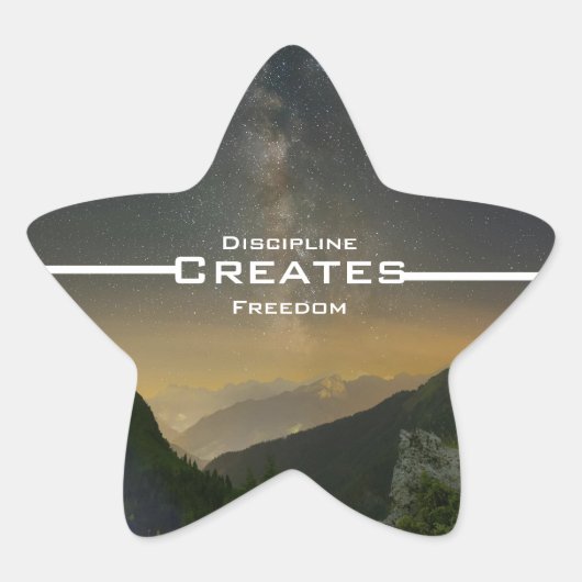 Discipline Creëert Vrijheid Ster Sticker (Voorkant)