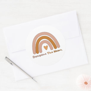 Discipline de motivatie kleurrijke regenboog van h ronde sticker