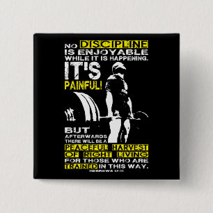 DISCIPLINE - Deadlift Workout Motivatie Vierkante Button 5,1 Cm