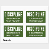 Discipline herinnert zich wat je wilt rechthoekige sticker (Vel)