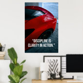 Discipline Is Clarity in Action Car Quote Poster (Thuiskantoor)