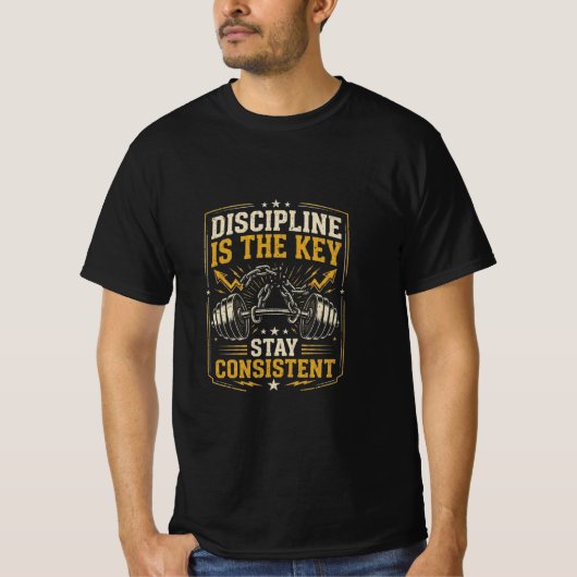 Discipline is de sleutel t-shirt (Voorkant)