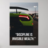 Discipline Is Invisible Wealth Supercar Quote Poster (Voorkant)