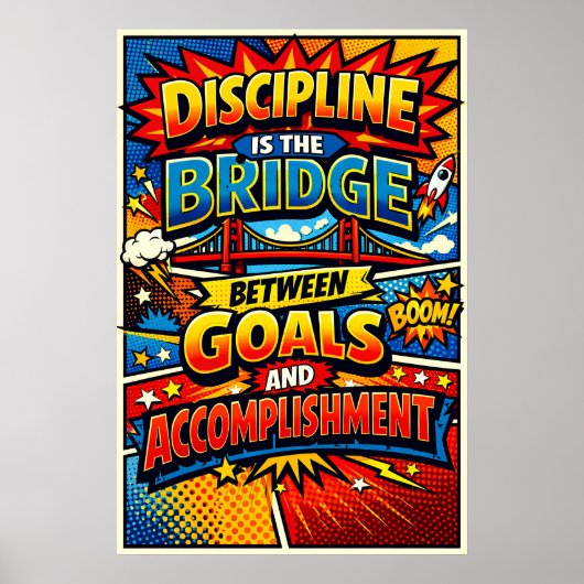 Discipline Is The Bridge Comic Book Pop Art Poster (Voorkant)