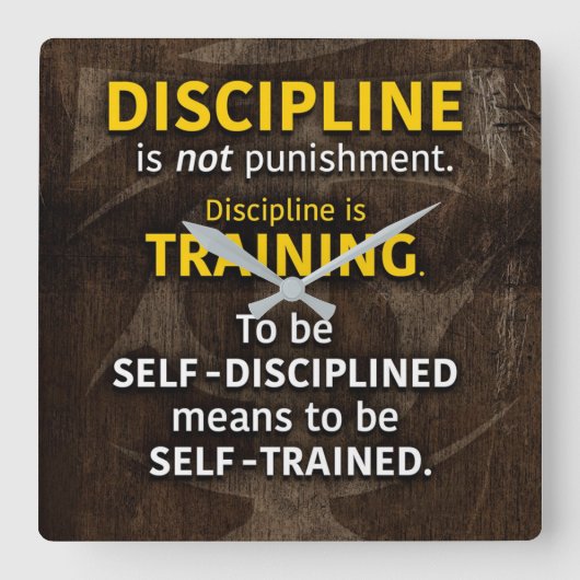 Discipline is training - Workout Gym Inspirerend Vierkante Klok (Voorkant)