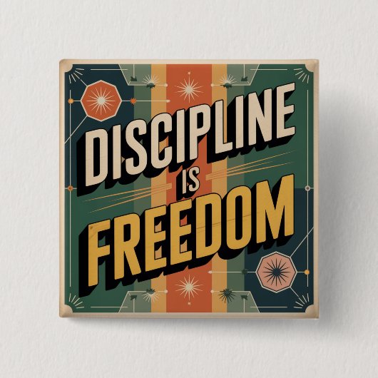 Discipline Is Vrijheid Vierkante Button 5,1 Cm (Voorkant)