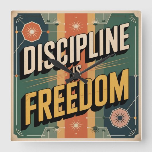 Discipline Is Vrijheid Vierkante Klok (Voorkant)