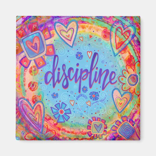 Discipline Kleurrijke Inspirerend Trendy Hearts Magneet (Voorkant)