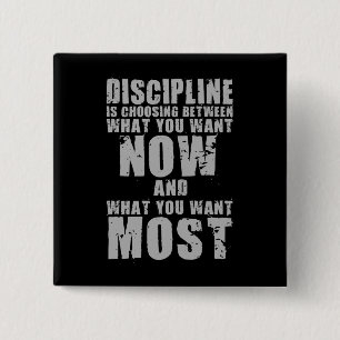 DISCIPLINE - Motivatie woorden Vierkante Button 5,1 Cm