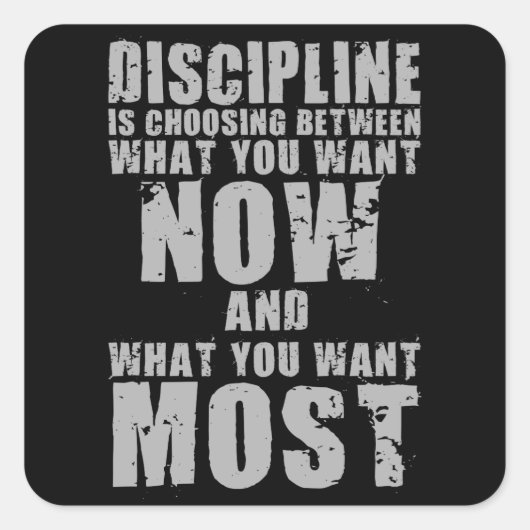 DISCIPLINE - Motivatie woorden Vierkante Sticker (Voorkant)