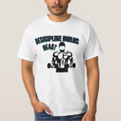 Discipline Over Motivation — Build That Body T-shirt (Voorkant)