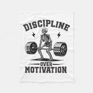 Discipline Over Motivation Gym Motivational Traini Fleece Deken