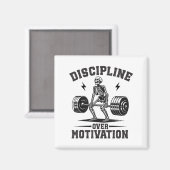 Discipline Over Motivation Gym Motivational Traini Magneet (Voorkant / Achterkant)
