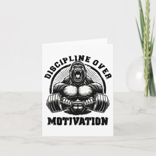 Discipline Over Motivation Weightlift Gym Quotes G Kaart (Voorkant)