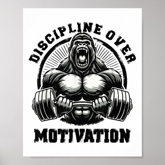 Discipline Over Motivation Weightlift Gym Quotes G Poster (Voorkant)