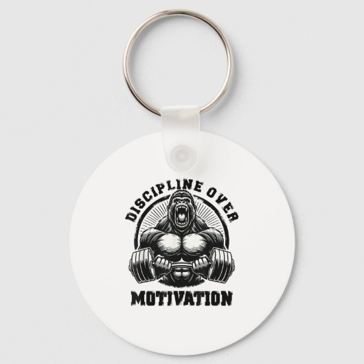 Discipline Over Motivation Weightlift Gym Quotes G Sleutelhanger (Voorkant)