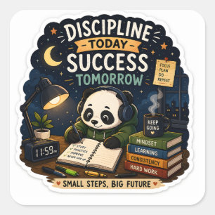 Discipline Vandaag Succes Morgen Panda Sticker
