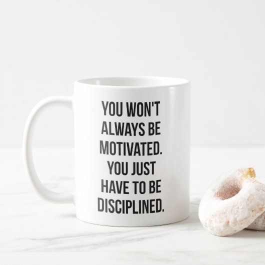 Discipline versus Motivatie - Inspirerend training Koffiemok (Met donut)