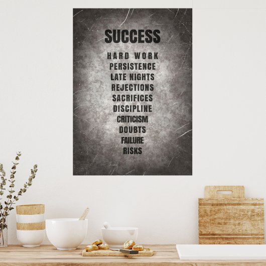 Discipline voor harde werkzaamheden met succes poster (Keuken)