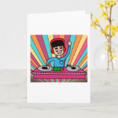 DiscJockey Retro DJ Music Producer Kaart (Gele Bloem)