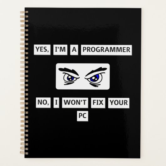 Disclaimer T-shirt voor programmeurs Planner (Voorkant)