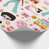 Disco 1970s Afrikaanse meisje alien Cadeaupapier (Hoek)