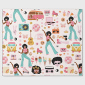 Disco 1970s Afrikaanse meisje alien Cadeaupapier (Vlak)