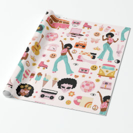 Disco 1970s Afrikaanse meisje alien Cadeaupapier