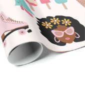 Disco 1970s Afrikaanse meisje alien Cadeaupapier (Rol Hoek)