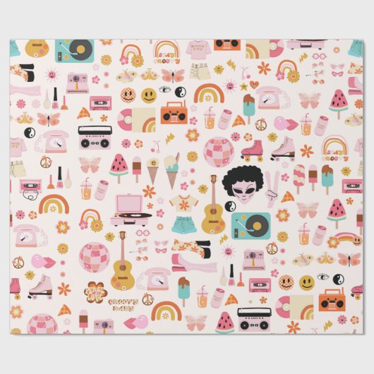 Disco 1970s Alien Funky Groovy Cadeaupapier (Vlak)