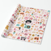 Disco 1970s Alien Funky Groovy Cadeaupapier (Uitgerold)