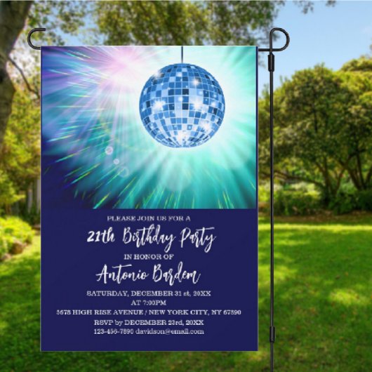 Disco 21th Birthday Party Invitation Kaart