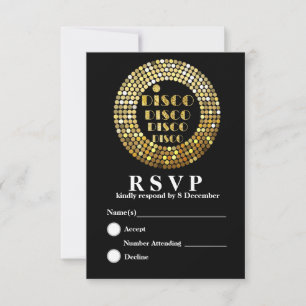 Disco 3,5-inch x 5-inch reactiekaart RSVP kaartje