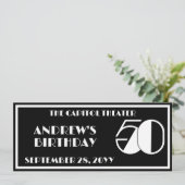 Disco 50 Verjaardags Marquee Ticket Zwart-wit Kaart (Staand voorkant)