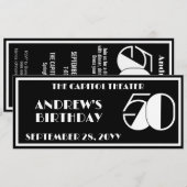 Disco 50 Verjaardags Marquee Ticket Zwart-wit Kaart (Voorkant / Achterkant)