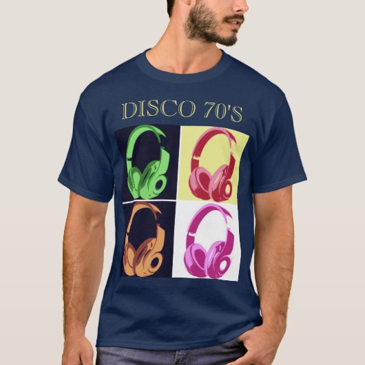 Disco 70 blauw Pop Art Music Entertainment Retro T-shirt (Voorkant)