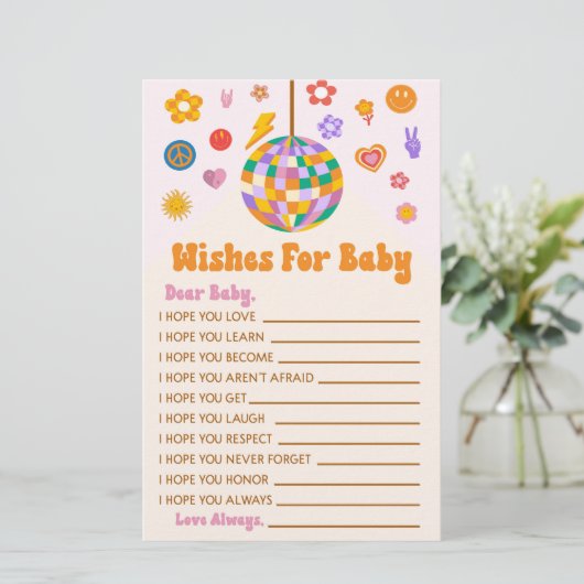 Disco 70 van Retro wenst Baby shower activiteit Briefpapier (Staand voorkant)