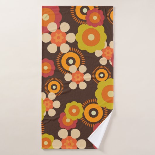 Disco 70s 60s Retro Flowers Pop Culture Badhanddoek (Badhanddoek)