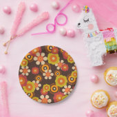 Disco 70s 60s Retro Flowers Pop Culture Papieren Bordje (Feest)