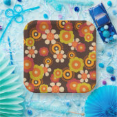 Disco 70s 60s Retro Flowers Pop Culture Papieren Bordje (Feest)