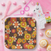 Disco 70s 60s Retro Flowers Pop Culture Papieren Bordje (Feest)