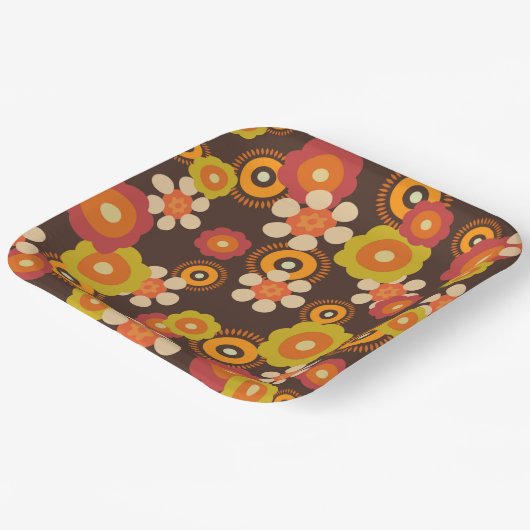 Disco 70s 60s Retro Flowers Pop Culture Papieren Bordje (Gebogen)