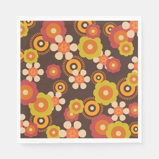 Disco 70s 60s Retro Flowers Pop Culture Servet (Voorkant)