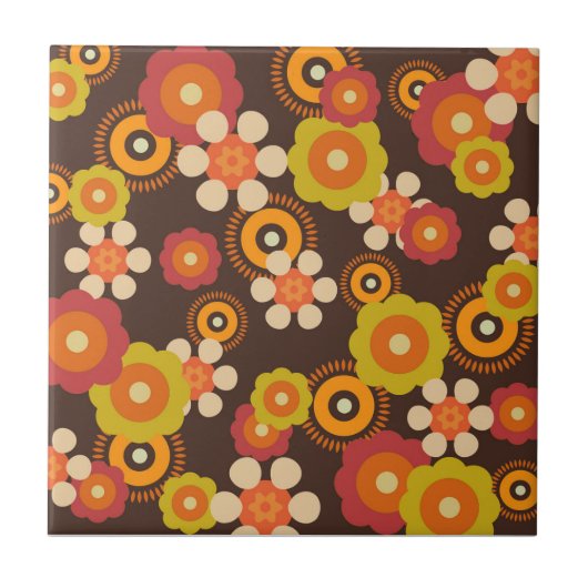 Disco 70s 60s Retro Flowers Pop Culture Tegeltje (Voorkant)