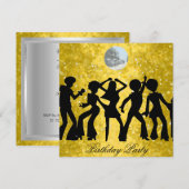 Disco 70's Birthday Party Invitation Kaart (Voorkant / Achterkant)