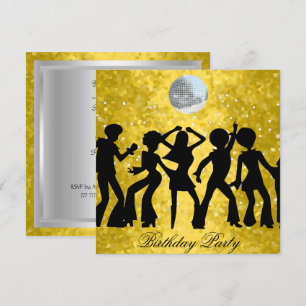 Disco 70's Birthday Party Invitation Kaart