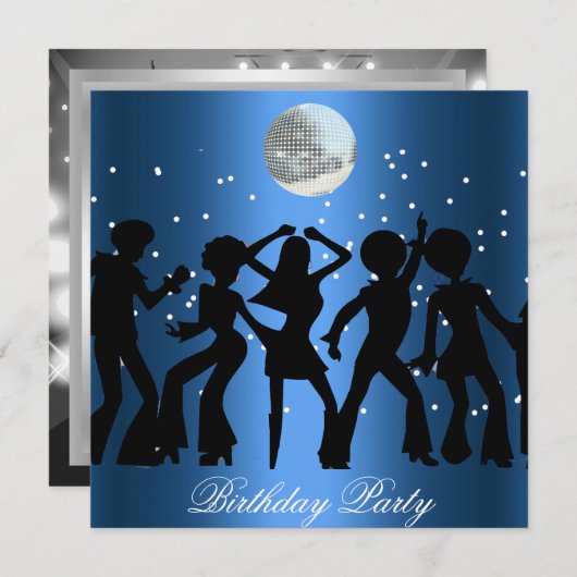 Disco 70's Birthday Party Invitation Kaart (Voorkant / Achterkant)