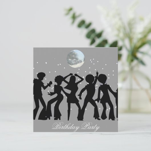 Disco 70's Birthday Party Invitation Kaart (Staand voorkant)